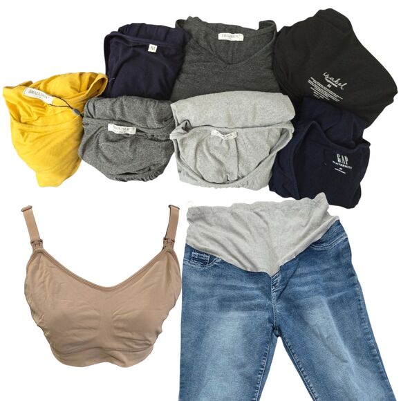 10pc Maternity Clothing Lot All Medium Nursing Tops Dresses Pants Bra - Picture 13 of 13